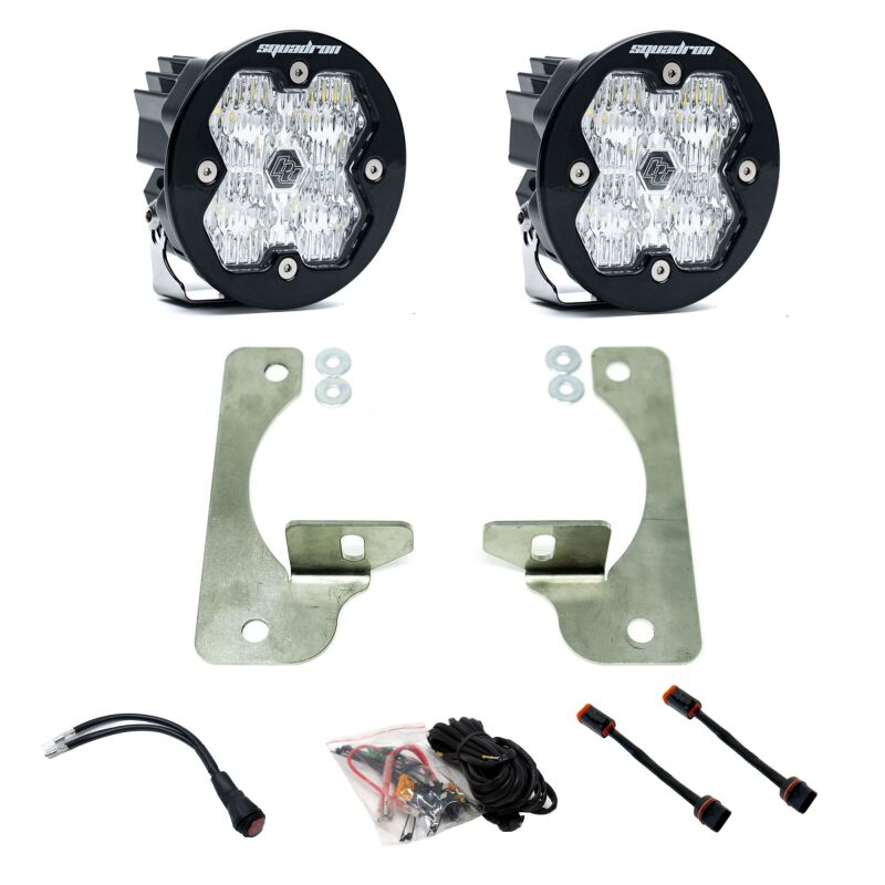Jeep Gladiator Fog Light Pocket Kit - Baja Designs - Squadron-R Sport 2.0 - Clear - `20-`25